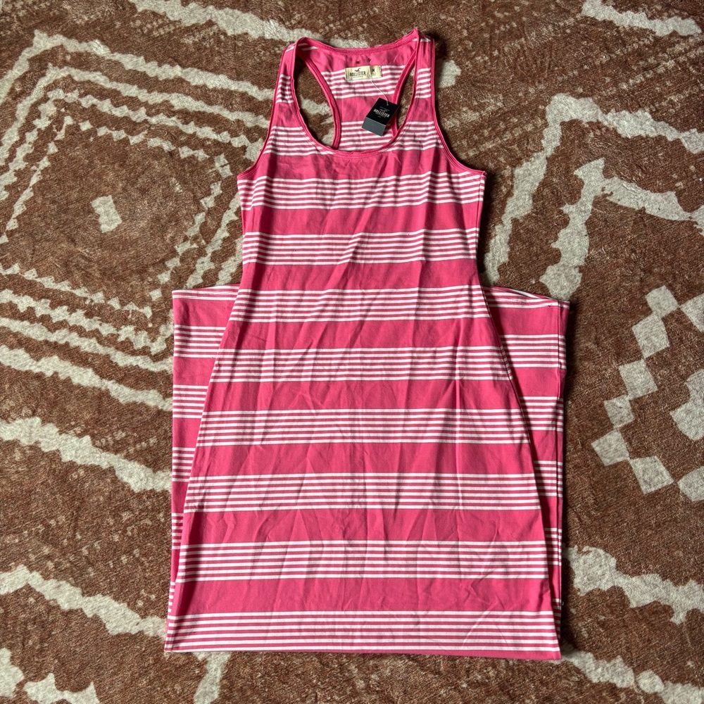 Hollister Pink and White Striped Tank Top